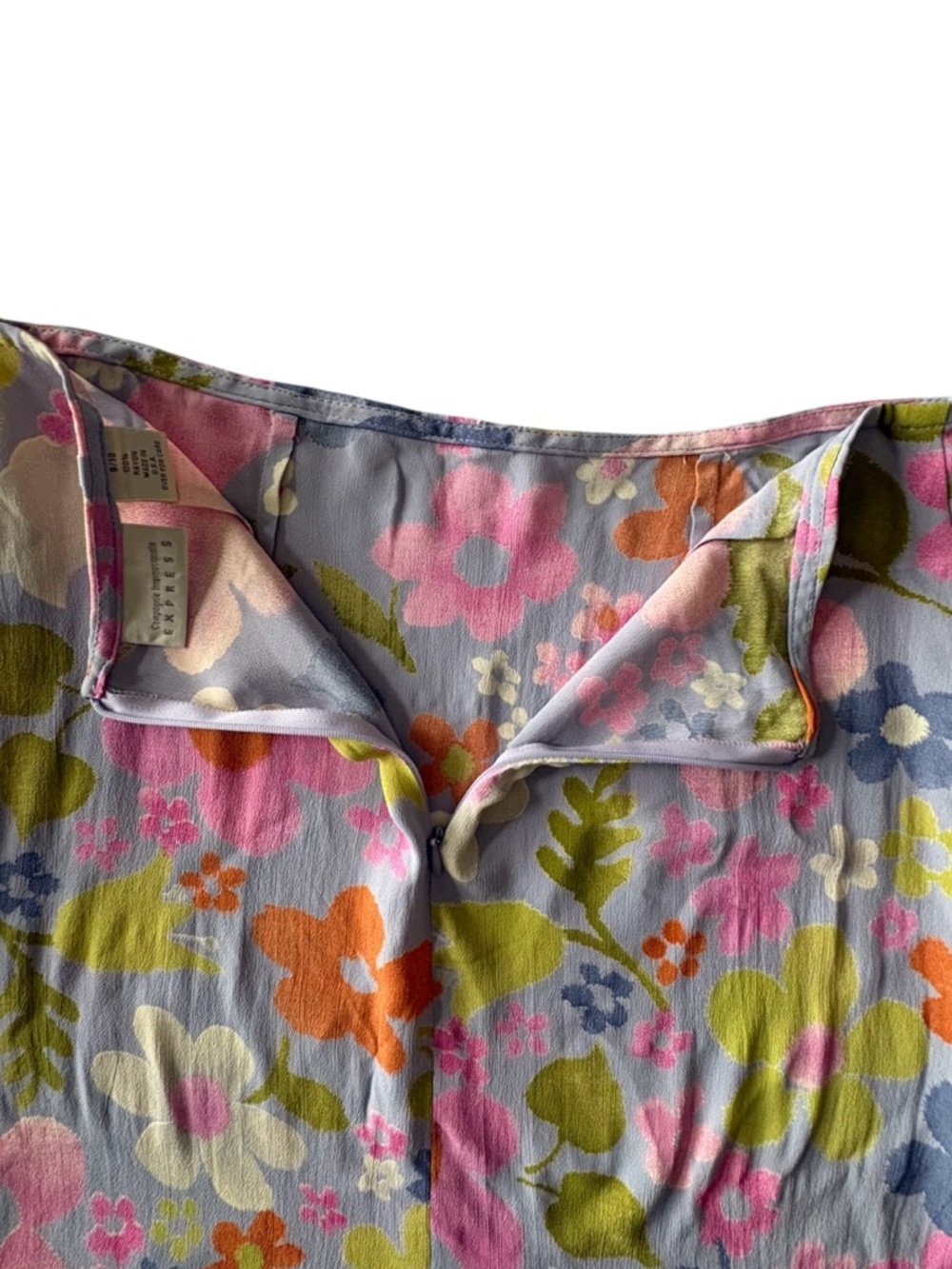 Vintage 90s Express Made in USA Size 9/10 Bloomcore Flower Power Mini Skirt, Mod - Picture 5 of 11